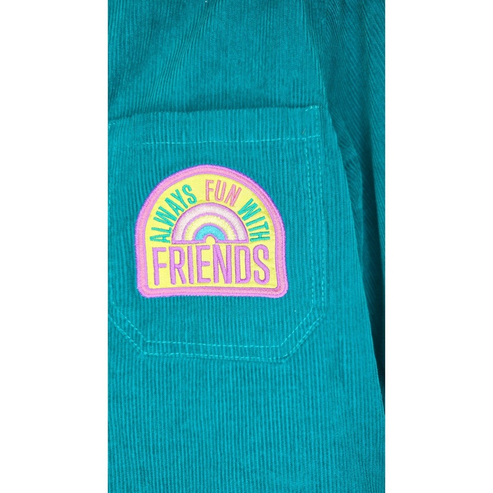 Sanrio Hello Kitty & Friends Teal Corduroy Button Down Shirt Embroidered Medium - Picture 4 of 5